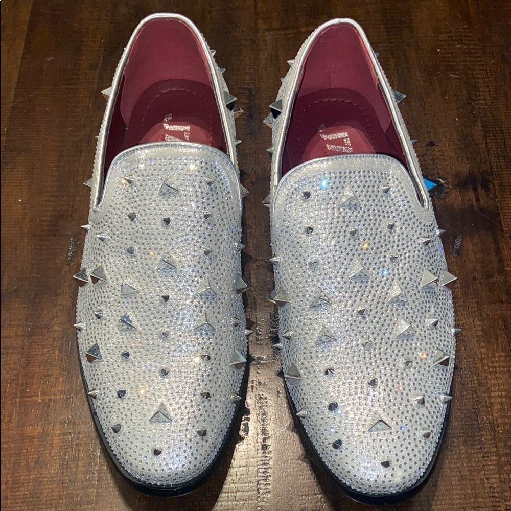 Men's Studded J75 Jump Fabio Slip-On Shoes - Silver size 8